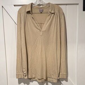 J. Jill Beige Button Down Shirt